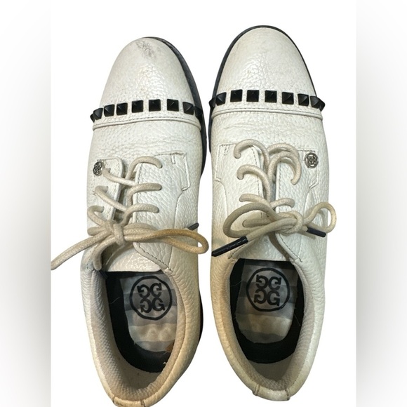 G/Fore Stud Cap Toe White Leather Ladies Golf Shoe - Picture 4 of 7